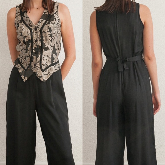 Pants - 90s Brocade Vest Jumpsuit